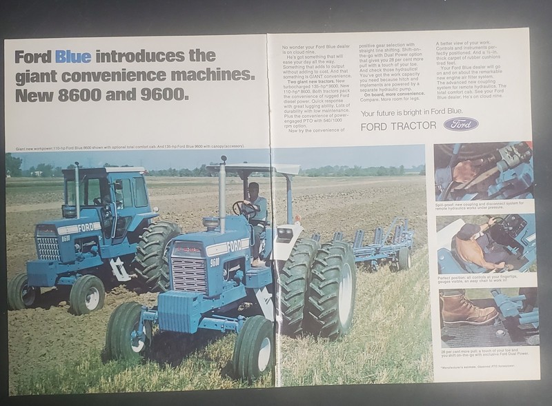 1973 Ford 8600 and 9600 Tractor Magazine Ad 2 page