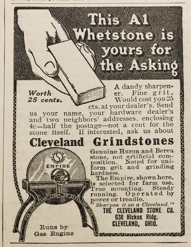 1912 AD.(XH73)~THE CLEVELAND STONE CO. OHIO. CLEVELAND “EMPIRE” GRINDSTONES