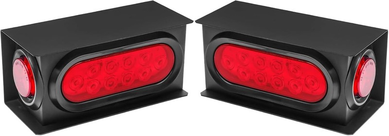 Trailer Lights Welded Mount Steel Boxes Housing Kit W/6 Inch LED Oval Tail Light
