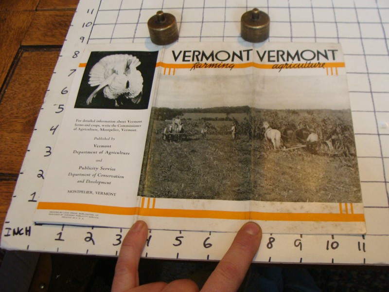 Vintage Paper: VERMONT AGRICULTURE Brochure, no date but 1920’s or 30’s
