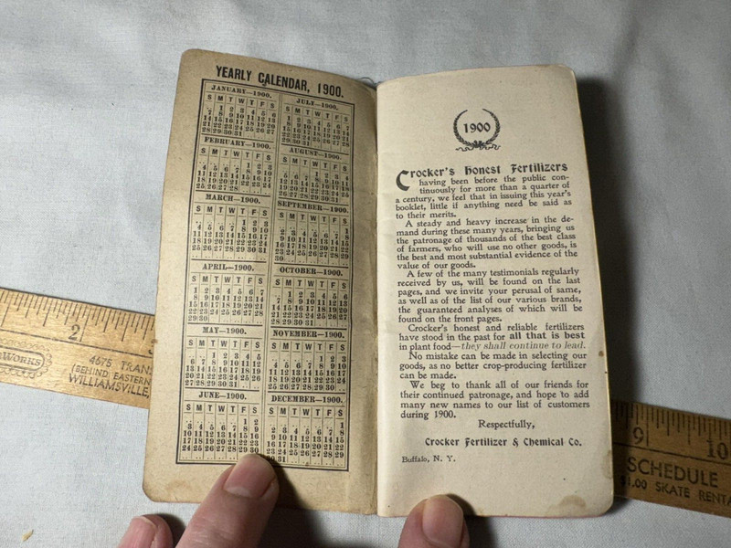 1900 Calendar Notebook Crocker Fertilizer & Chemical Co C V Mesler Gasport NY gallery