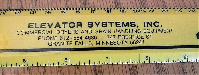 Vintage Ruler GRAINS Kilometer Granite Falls MN Adv M Elevator Systems Inc Minn