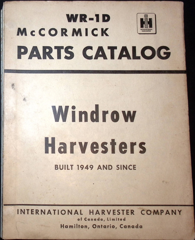 International Harvester WR-1D Parts Catalog Windrow Harvesters