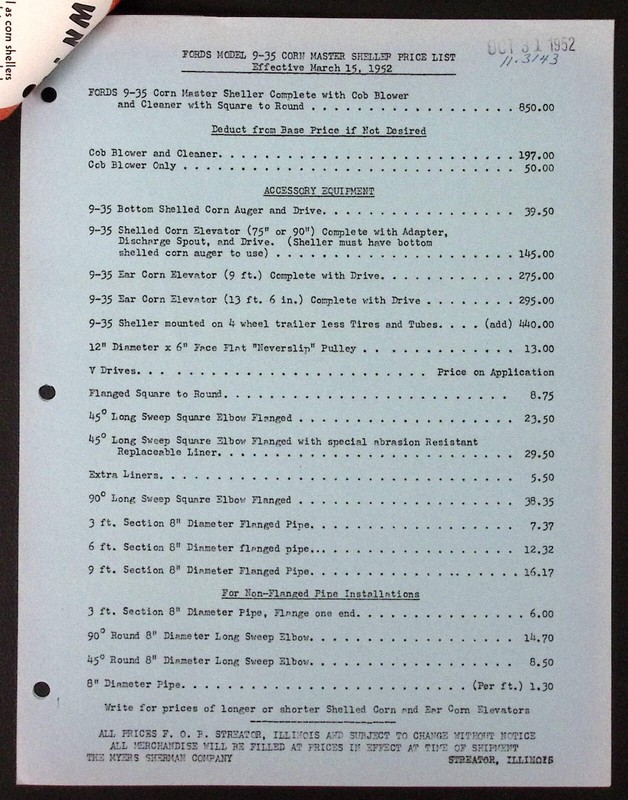 1954 Fords Corn Master Sheller Brochure Myers-Sherman Co Streator IL gallery