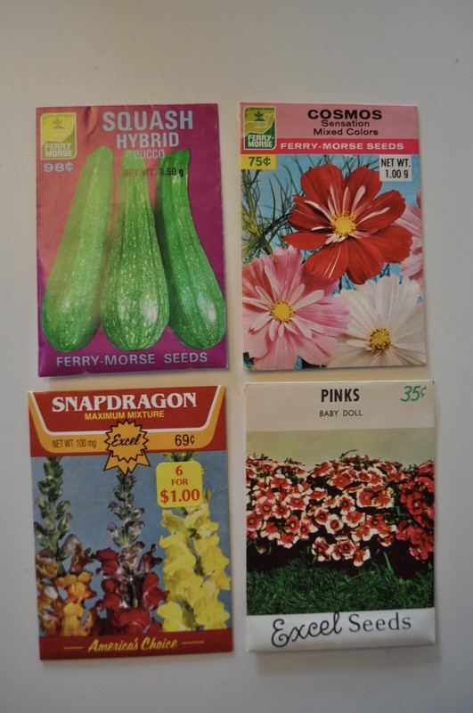 Vintage Seed Packet Ferry Morse and Assorted Flowers 4 Packages