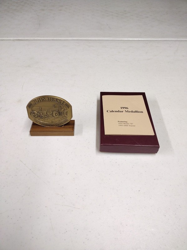 1996 John Deere Calendar Medallion 1935 Model D & 1995 8400