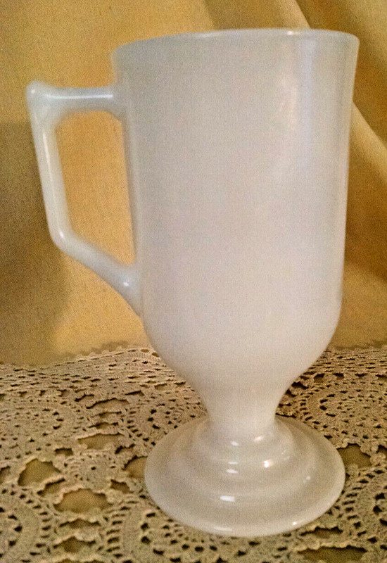 CHEMAGRO MUG WHITE MILK GLASS STEMMED GOBLET SEEN IN PROGRESSIVE FARMER CUP. gallery