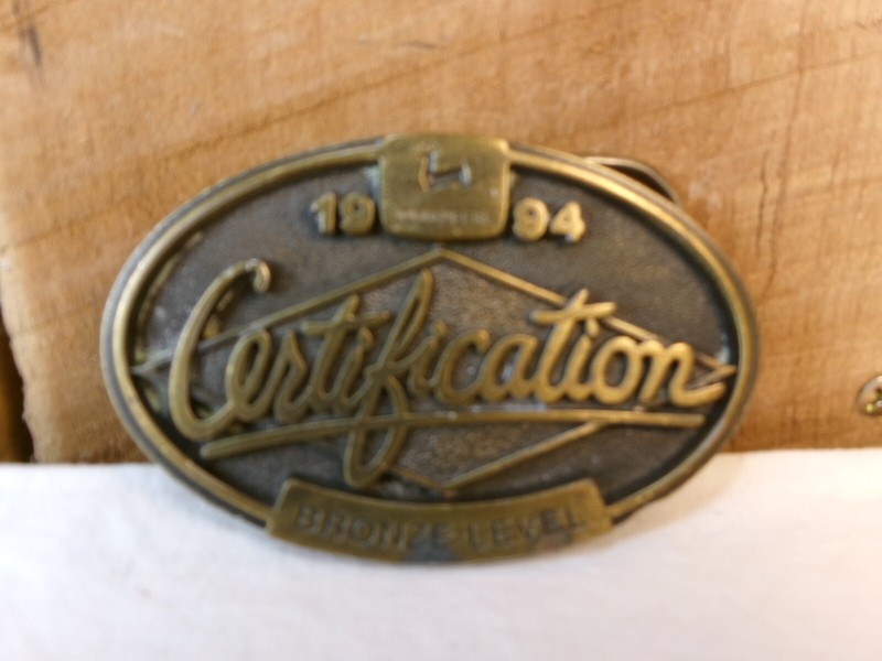 Vintage 1994 John Deere Bronze Level Certification Belt Buckle ~Training Program