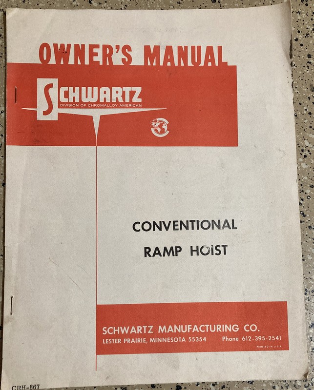 SCHWARTZ CHROMALLOY AMERICAN LESTER PRAIRIE MINNESOTA OWNER’S MANUAL