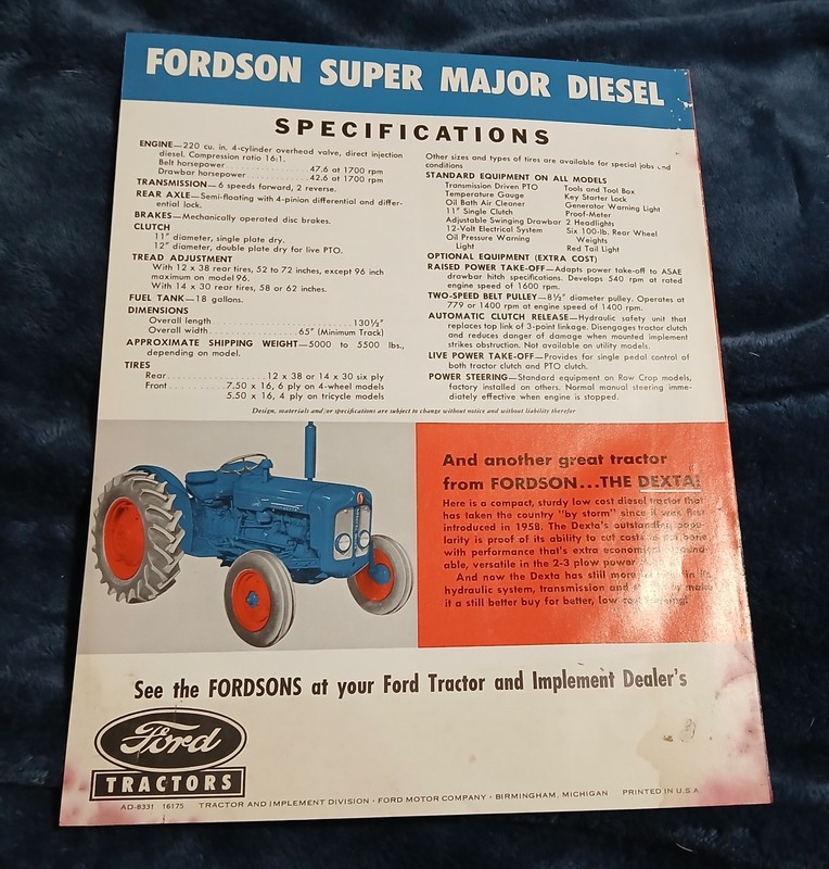 Lot of 4 1950s Ford Fordson Super Major Diesel Tractor 4040 + Sales Brochures gallery