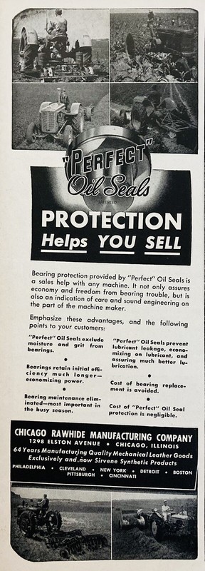 1946 AD.(XF18)~CHICAGO RAWHIDE MFG. CO. “PERFECT” TRACTOR ENGINE OIL SEALS