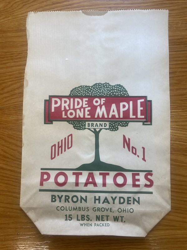 Pride of Lone Maple Ohio Potatoes Columbus Grove Sack Rare!!!