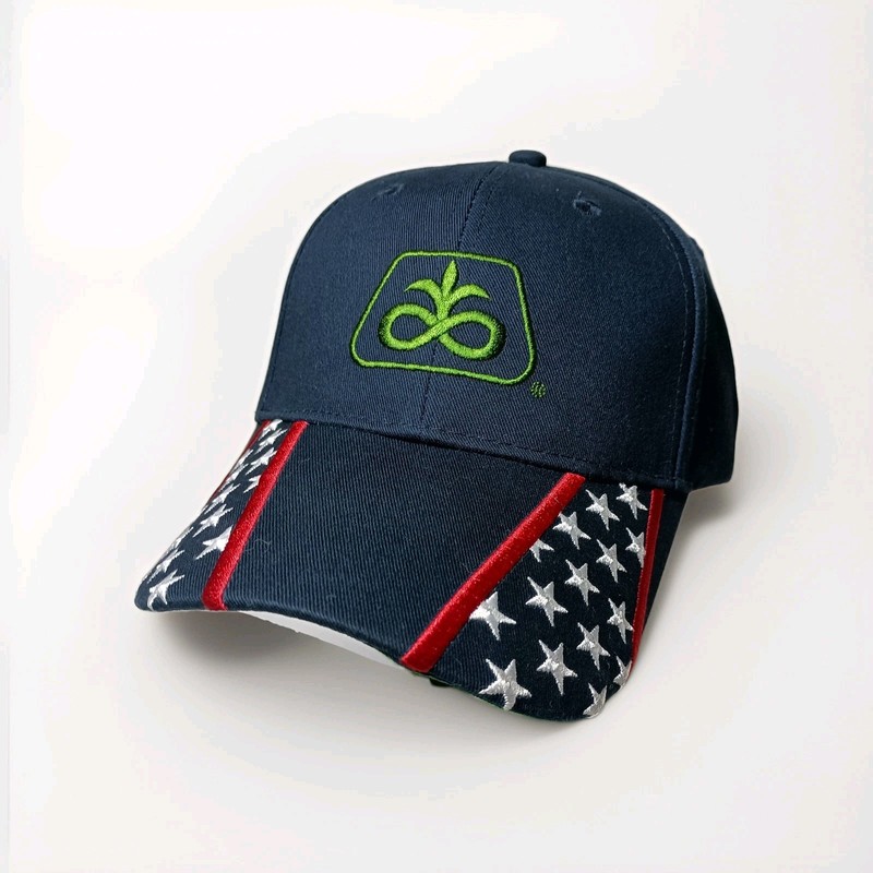 Patriotic Pioneer Seed Hat DUPONT Navy Blue Stars Stripes Strapback Cap NEW