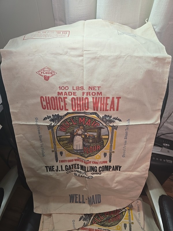 Well-Made Flour Sack Bag 100 lb J I Gates Milling Co Columbus, Ohio 20×36 Unused