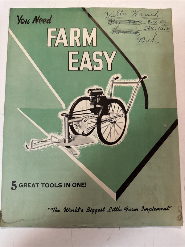 FARM EASY PRODUCTS MUNCIE INDIANA ORIGINAL BROCHURE MODEL C-1 BRUSH MOWER Scarce gallery