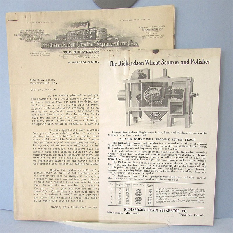 1926 LETTERHEAD Richardson Grain Separator Agriculture Advertising Leaflet