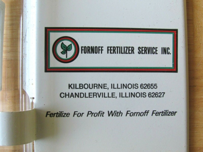 METAL RAIN GAUGE ADVERTISING FORNOFF FERTILIZER SERVICE KILBOURNE CHANDLERVILLE