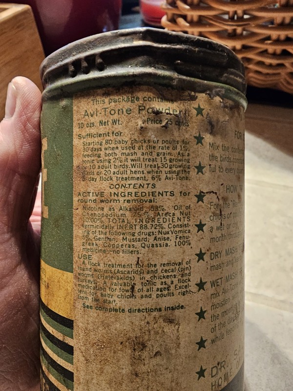 Vtg Tin Dr. SALSBURY'S AVI-TONE POWDER Poultry Worm Med CHARLES CITY, IOWA-EMPTY gallery
