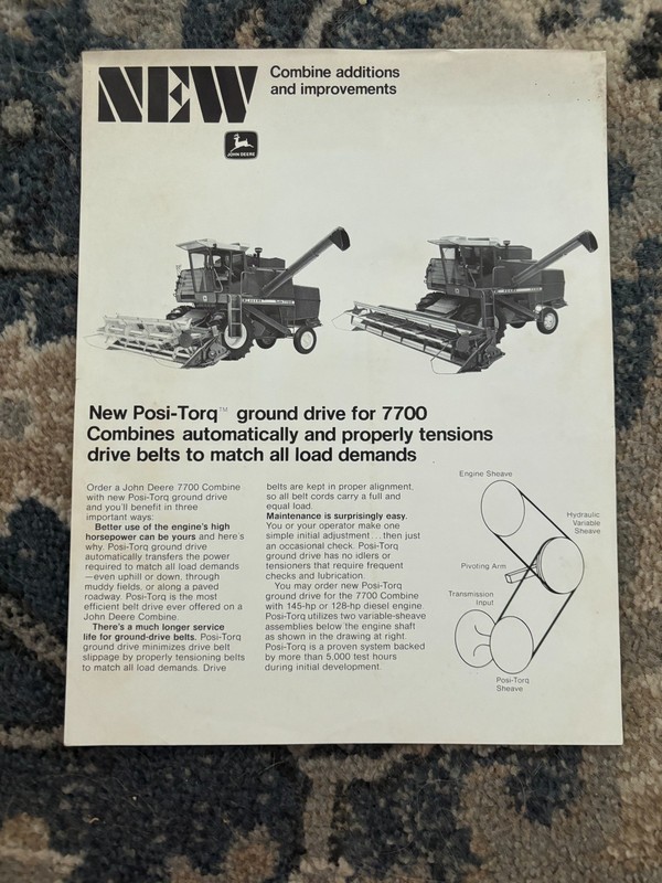 John Deere 7700 Combine For 1974 Brochure DCPA26