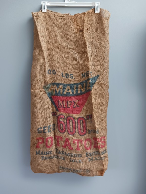 Vintage Maine MFX Seed 600 Brand Potato Burlap Sack 100 Lb Presque Isle Maine