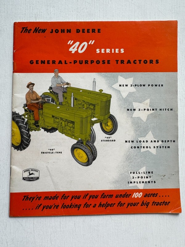 1952 John Deere 40 Series Tractors and Accessories Catalog