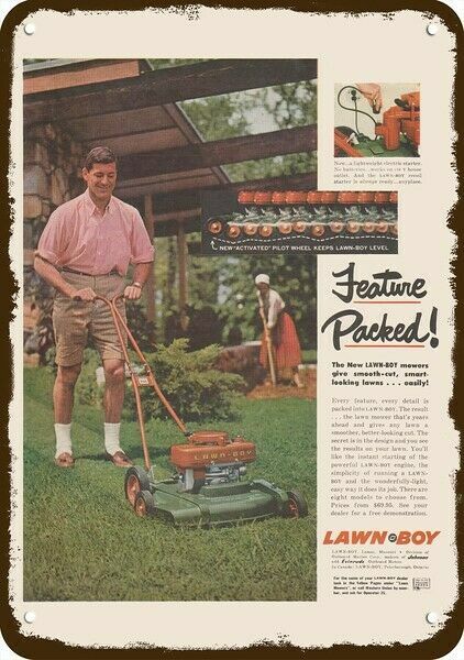 1957 LAWN-BOY Push Lawn Mower Vintage-Look DECORATIVE REPLICA METAL SIGN