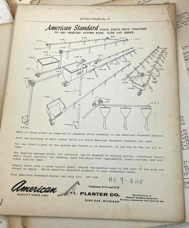Vtg 1950s American Standard Planter Co Farm Bins Auger+ Diagram Brochure Bundle gallery