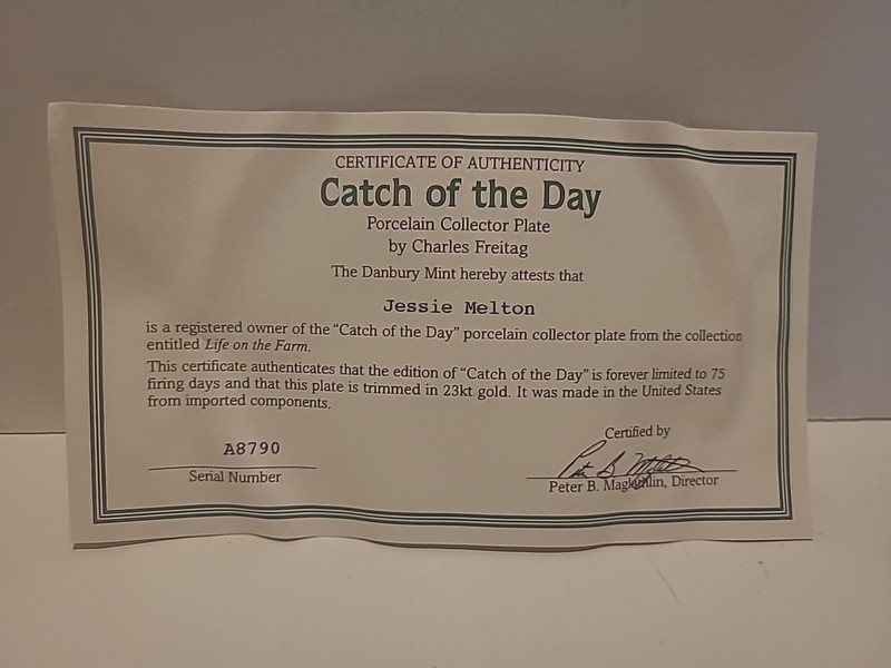 Life On The Farm Catch Of The Day 8" Collector Plate Charles Freitag John Deere gallery