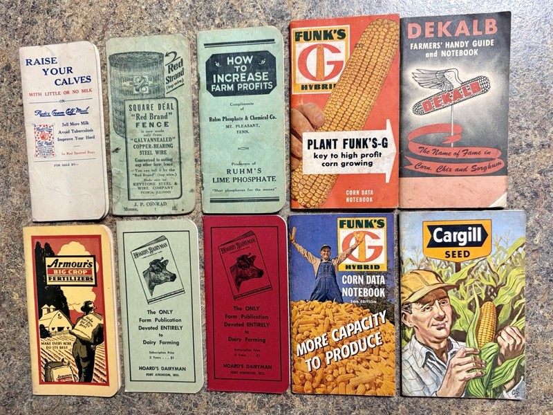 Vintage Dekalb, Funk’s, Armour’s, Hoard’s, Cargill, Ryde’s, Red, Farm Notebooks