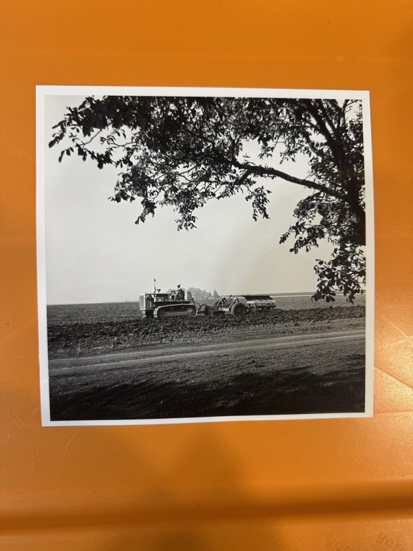 Vintage Caterpillar Holt Crawler Tractor Photo Farm Thresher Plowing.