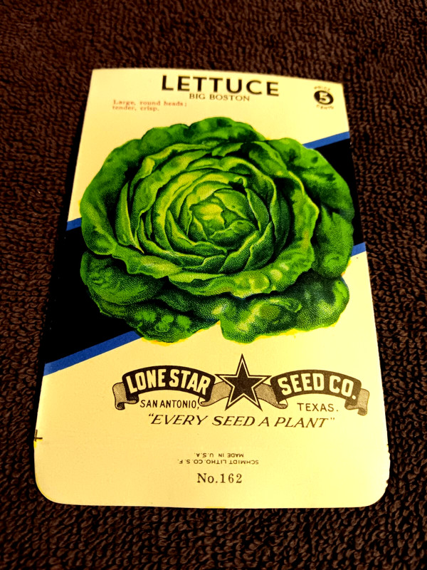 Old Vintage Lone Star Seed Co Big Boston Lettuce Packet Empty 1940/50s