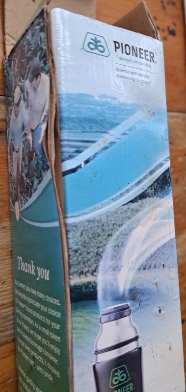 Thermos. Pioneer Brand Products Thank You Gift To Farmers . NOB Stainless Steel gallery