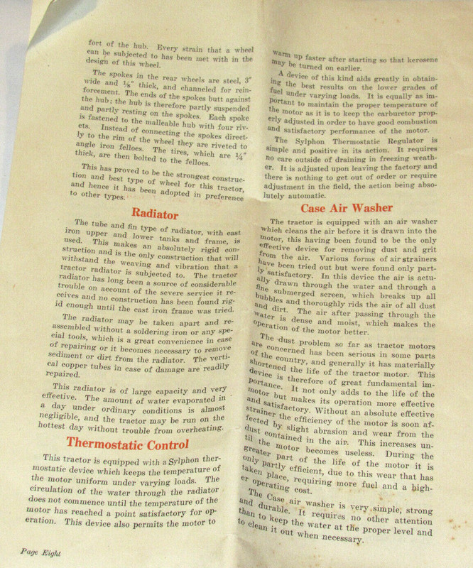 1918 J I CASE ADVANCE INFORMATION ON THE CASE 9-18 TYPE "B" KEROSENE TRACTOR! JI gallery