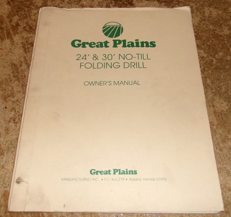 1991 great plains 24′ + 30′ no-till folding drills operators manual good used