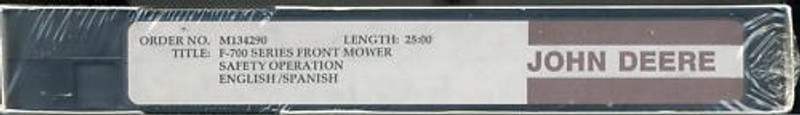 John Deere F700 Series Front Mower Safety VHS Video NEW