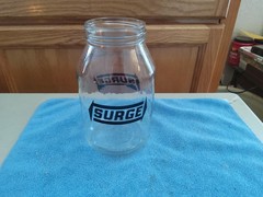 RARE VINTAGE SURGE QUART GLASS JAR MILKING DAIRY ADVERTISING