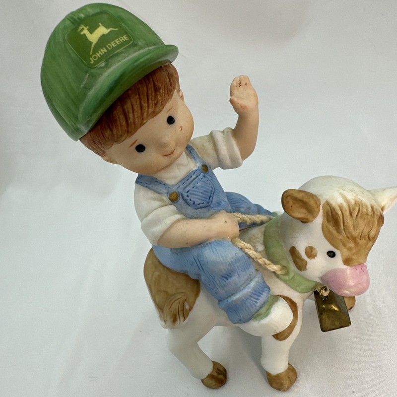 1999 Deere & Company Licensed 5" Figures Boy On Cow John Deere Bell Rings gallery