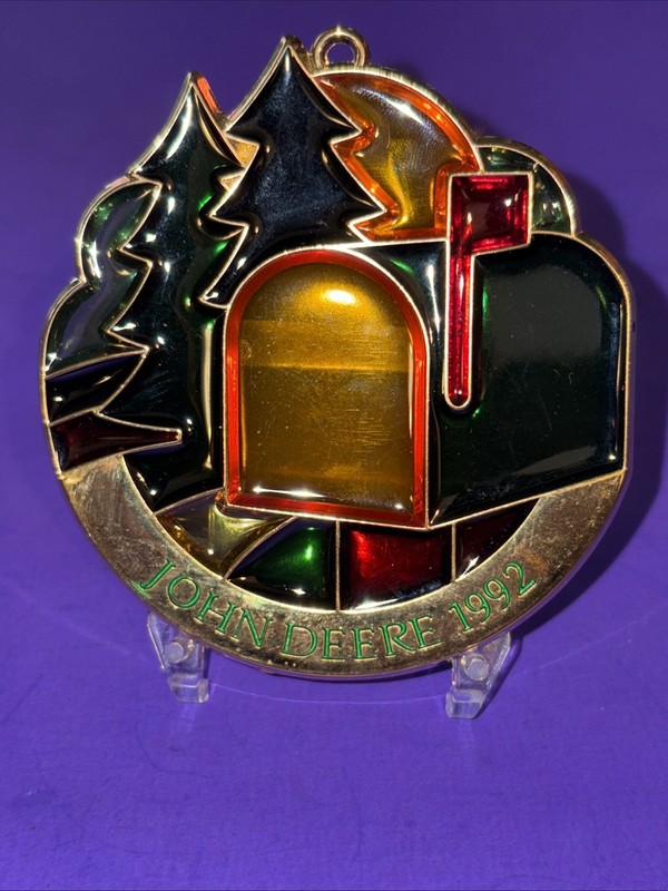 Vtg John Deere 1992 Ornament Sun Catcher Trees Mailbox
