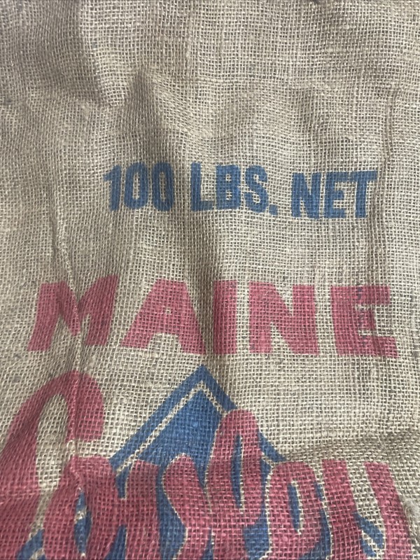Vintage Maine Lovely Farms Burlap Potato Sack 100lb ~ 21” x 36” Americana gallery