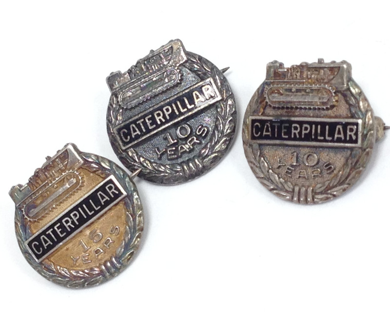 (3) Eisenstadt Sterling Silver Caterpillar Bulldozer Service Award Lapel Pin gallery