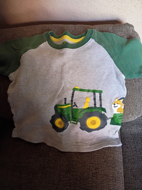 John Deere Toddler T-Shirt 24M Green Gray Tractor Farm Animal Graphic