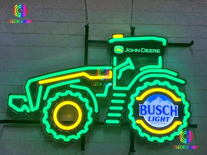 New John Deere Farmer Tractor Busch Light LED Neon Sign Light Lamp 31″