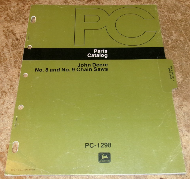 1974 john deere no. 8 and 9 chain saws parts catalog in very good shape used