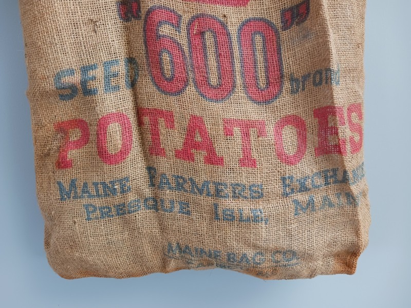 Vintage Maine MFX Seed 600 Brand Potato Burlap Sack 100 Lb Presque Isle Maine gallery
