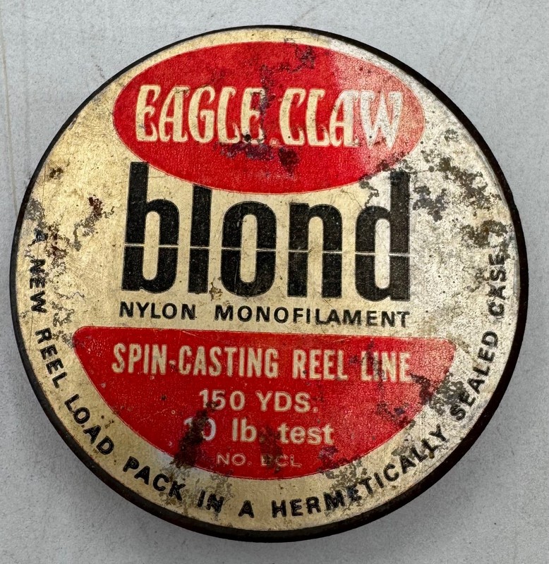 Vintage Eagle Claw Blond Nylon Monofilament Fishing Line Tin 10lb