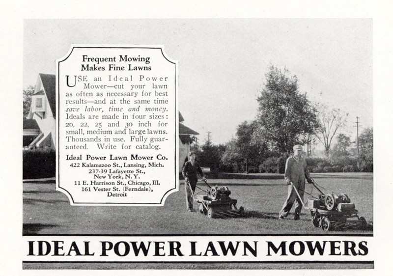1927 Ideal Power Lawn Mower: Frequent Mowing Vintage Print Ad