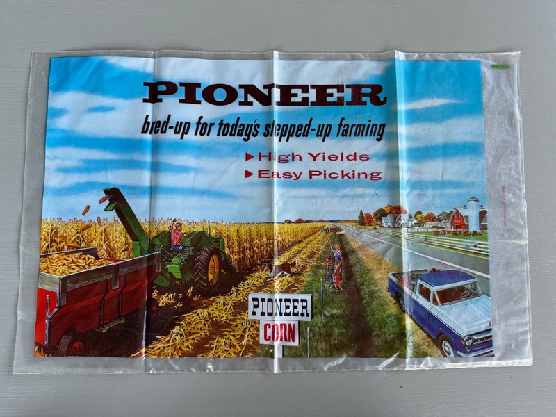Vintage Pioneer Hybrids Seed Corn Plastic Bag Farm Ag Advertising Tractor Pickup