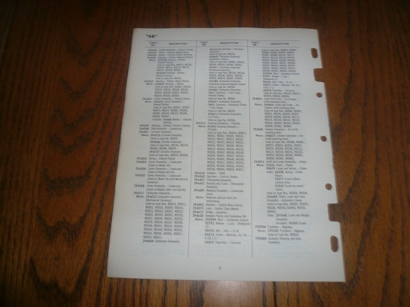 Briggs Stratton Illustrated Parts List Model 6B 6B-F 6B-FB 6B-R6 gallery