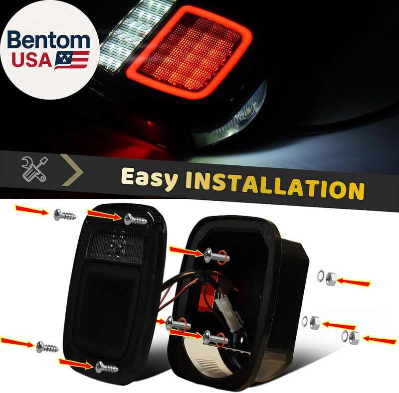2Pcs Square Smoked Lens LED Halo Brake Stop Running/Reverse/License Plate/Cleara gallery