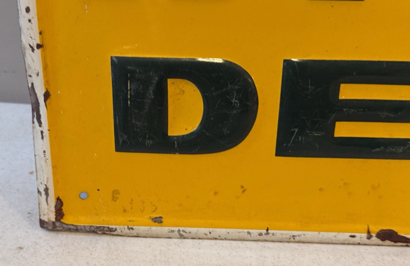 ANTIQUE LEWIS HYBRID DEALER FEED & SEED FAME SIGN EMBOSSED METAL 26" x 24" (DT gallery